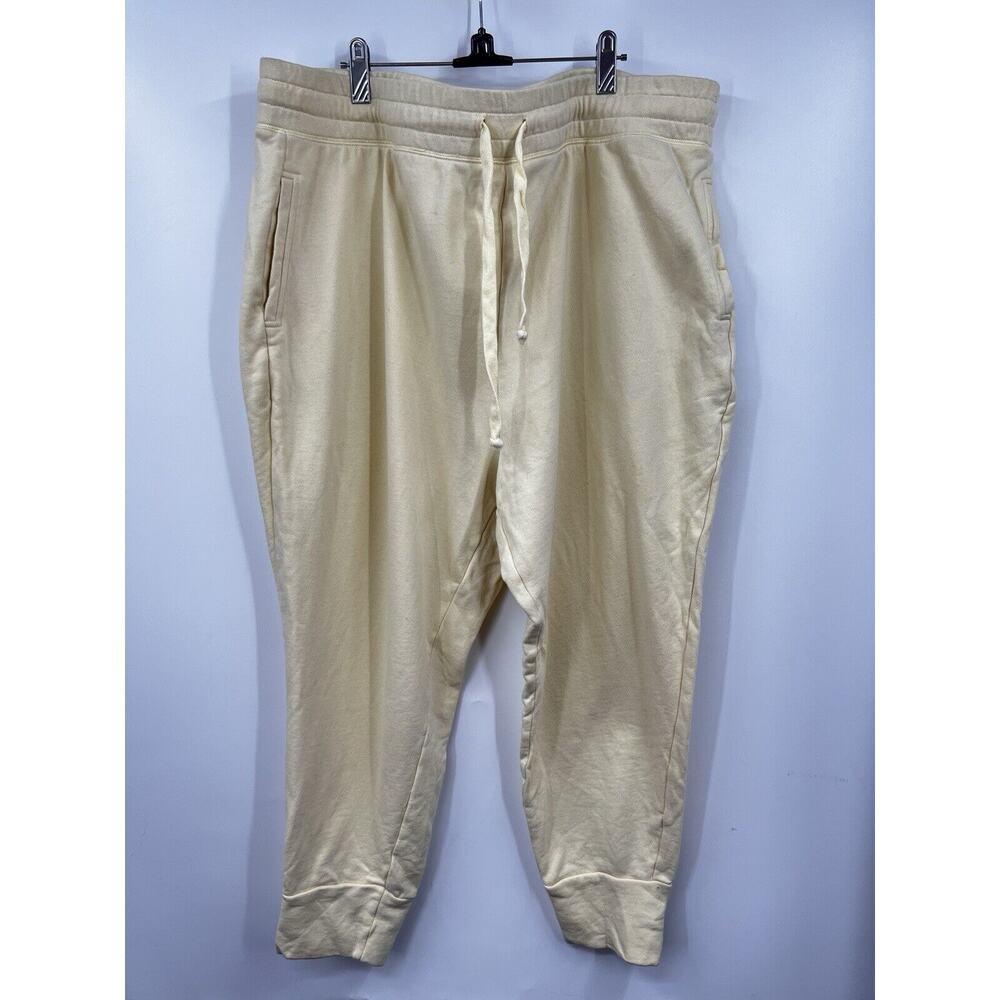 Fabletics Luxe Terry Jogger Womens Beige Yellow Drawstring Elastic Waist Size 3X